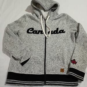 Canadiana Med Grey Full-Zip Sweatshirt Sherpa-Lined Hoodie Fleece Unisex